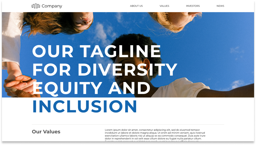 Top section of a Diversity Equity and Inclusion site
